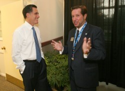 Photo of Mitt Romney and David Maxwell.