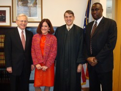 photo of Russ Lovell, Nacy Pietz, Judge Robert Hutchison and Olu Salami