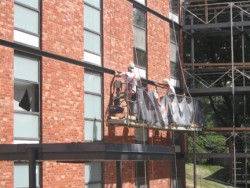 Photo of construction work on dorm