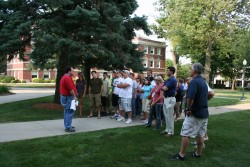 Photo of student volunteers and executive producer Adam Belmar