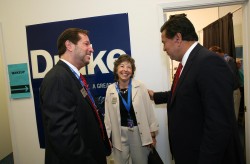 Photo of President David and Madeleine Maxwell and Bill Richardson