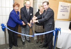 Photo of Raylene Rospond, Larry and Sandy Mayhew and Drake President David Maxwell