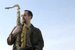 photo of Adam Niewood and saxophone