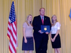 photo of Rachel Manuel, Megan Hill and Gov. Culver