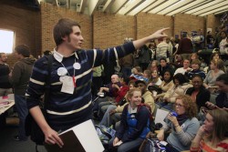 photo of students at caucus in Olin Hall