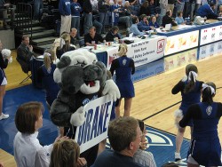 Photo of Spike at basketball game.