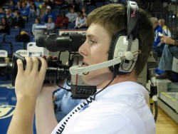 photo of Chris Hansen shooting game footage from floor