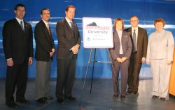 photo of Drake and weather service officials at StormReady news conference