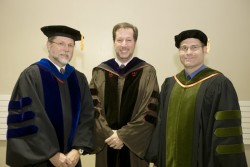 photo of Jim Dodd, President Maxwell and Geoffrey Wall