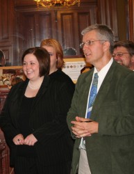 photo of Law student Kendra Boatright and Sen. Keith Kreiman at the signing ceremony.