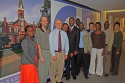 Drake faculty and staff pose with the Ugandan delegation from the Makerere University School of Busi