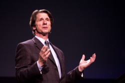 James Balog delivers the 30th Martin Bucksbaum Lecture in the Drake University Knapp Center.