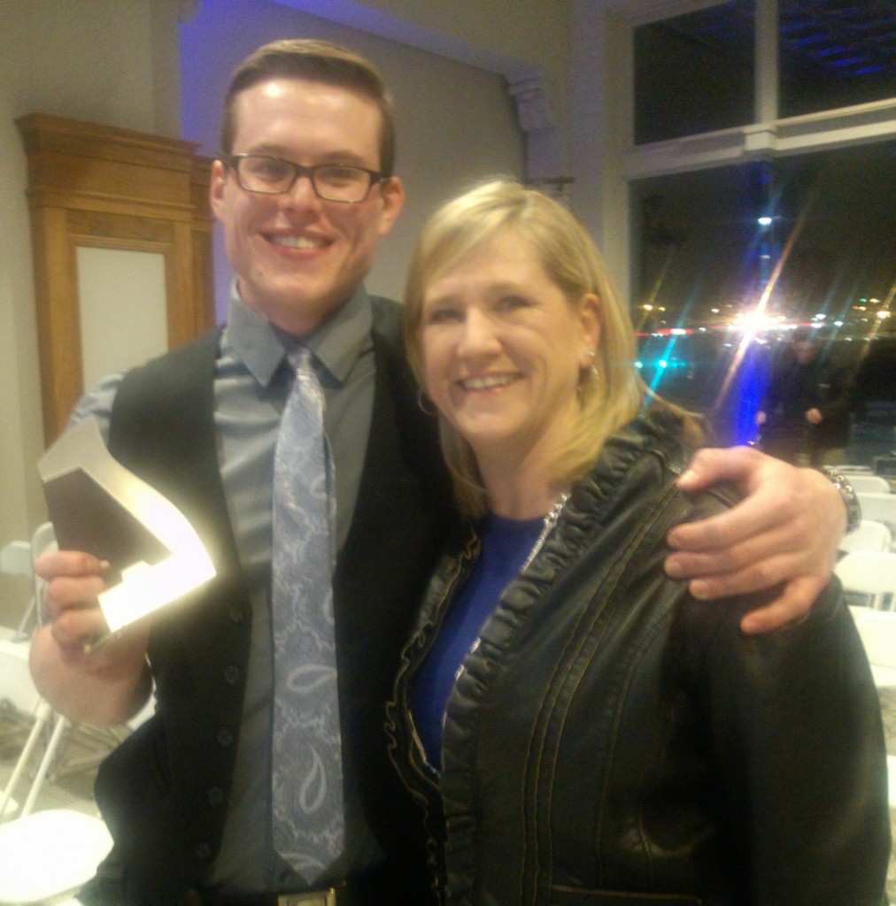 Sean Hall with his mom, who attended the awards.