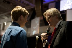 Garrison Keillor during the Q&A portion of his Oct. 2011 lecture at Drake University.