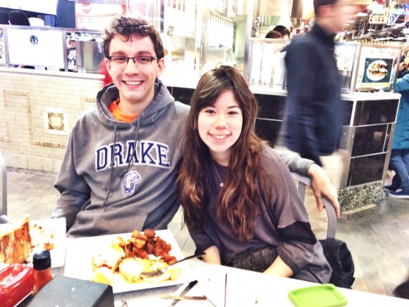 Austin Cannon and Courtney Fishman enjoy breakfast at Reading Terminal Market.