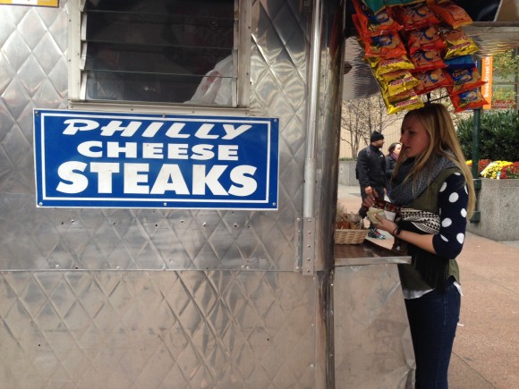 Drake Magazine's Melissa Studach orders a Philly delicacy. 