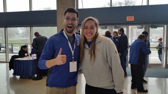 Alum Dominic Johnson '13 and current senior Rebekah Schmidt.