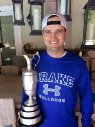 Zach Johnson, BN'98, shows off his school spirit—and The Open Claret Jug— after winning the 144th Open Championship in a stunning four-hole playoff.
