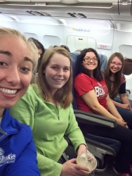 Students pose for a picture on their way to San Quentin. 