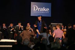 President Martin's family, and Drake University students, surprised him with a flash mob after the benediction at the end of the inauguration.