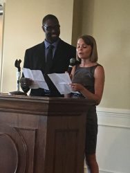 Elizabeth Bald, P4, recipient of the Jerry M. Karbeling Leadership Award along with the University of Iowa awardee, Robert Nichols. 