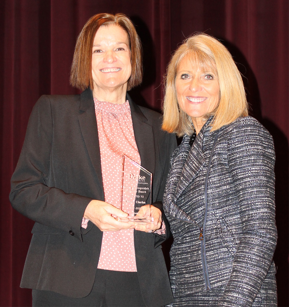 Cheryl Clark, Hartig Distinguished Professor, poses with dean of the College, Renae Chesnut.