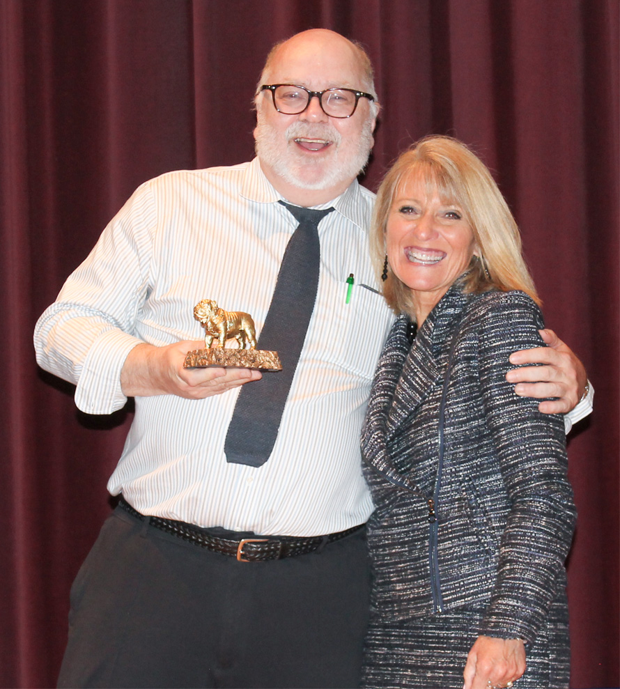 John Rovers, Richard Morrow Award recipient, poses with dean of the College Renae Chesnut.